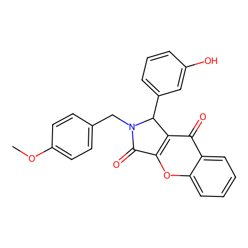 1-(3-hydroxyphenyl)-2-(4-methoxybenzyl)-1,2-dihydrochromeno[2,3-c]pyrrole-3,9-dione structure