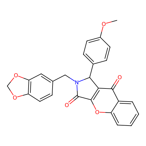2-(1,3-benzodioxol-5-ylmethyl)-1-(4-methoxyphenyl)-1,2-dihydrochromeno[2,3-c]pyrrole-3,9-dione structure