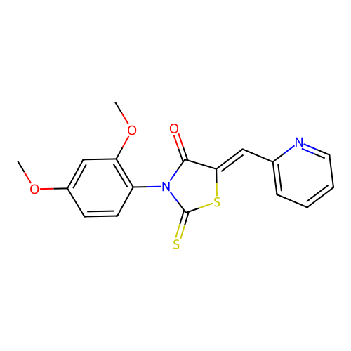 (Z)-3-(2,4-dimethoxyphenyl)-5-(pyridin-2-ylmethylene)-2-thioxothiazolidin-4-one structure