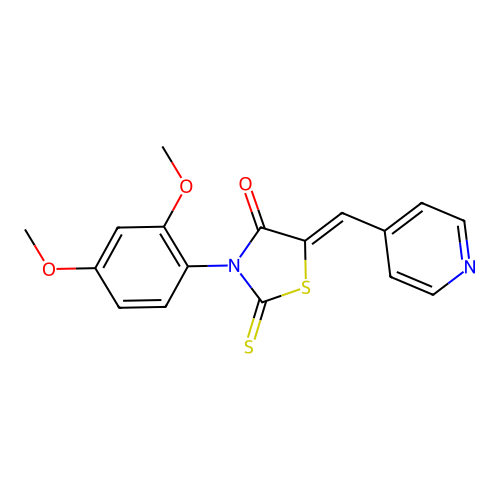(Z)-3-(2,4-dimethoxyphenyl)-5-(pyridin-4-ylmethylene)-2-thioxothiazolidin-4-one structure