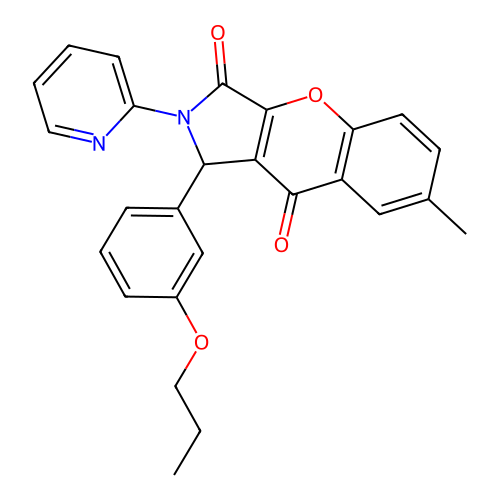 7-methyl-1-(3-propoxyphenyl)-2-pyridin-2-yl-1,2-dihydrochromeno[2,3-c]pyrrole-3,9-dione structure