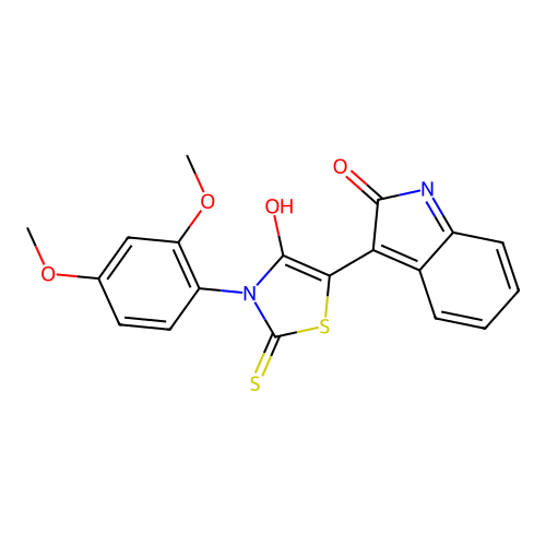 (Z)-3-(2,4-dimethoxyphenyl)-5-(2-oxoindolin-3-ylidene)-2-thioxothiazolidin-4-one structure