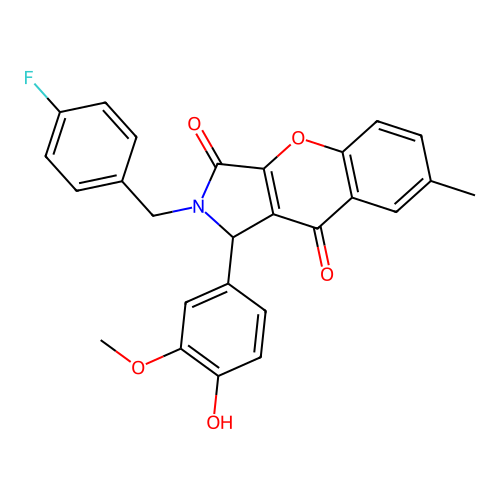 2-(4-fluorobenzyl)-1-(4-hydroxy-3-methoxyphenyl)-7-methyl-1,2-dihydrochromeno[2,3-c]pyrrole-3,9-dione structure