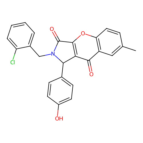 2-(2-chlorobenzyl)-1-(4-hydroxyphenyl)-7-methyl-1,2-dihydrochromeno[2,3-c]pyrrole-3,9-dione structure