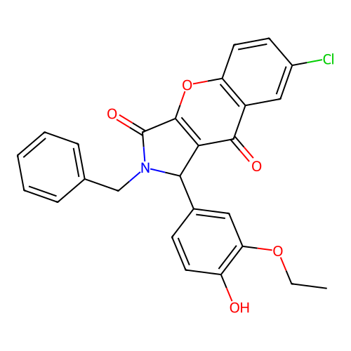 2-benzyl-7-chloro-1-(3-ethoxy-4-hydroxyphenyl)-1,2-dihydrochromeno[2,3-c]pyrrole-3,9-dione structure