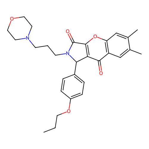 6,7-dimethyl-2-(3-morpholin-4-ylpropyl)-1-(4-propoxyphenyl)-1,2-dihydrochromeno[2,3-c]pyrrole-3,9-dione structure