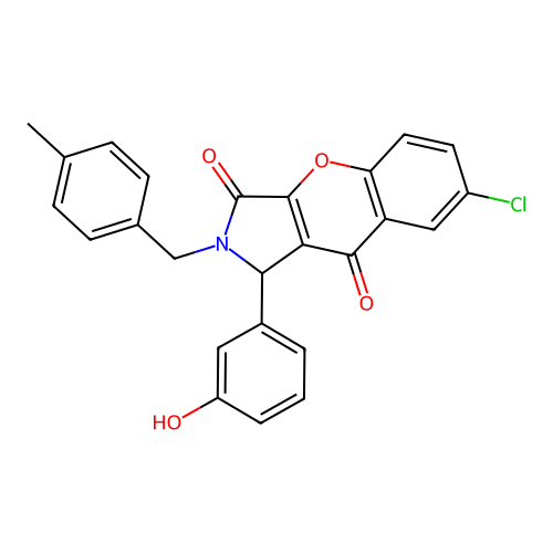 7-chloro-1-(3-hydroxyphenyl)-2-(4-methylbenzyl)-1,2-dihydrochromeno[2,3-c]pyrrole-3,9-dione structure
