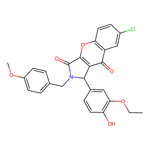 7-chloro-1-(3-ethoxy-4-hydroxyphenyl)-2-(4-methoxybenzyl)-1,2-dihydrochromeno[2,3-c]pyrrole-3,9-dione structure