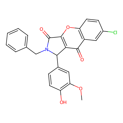 2-benzyl-7-chloro-1-(4-hydroxy-3-methoxyphenyl)-1,2-dihydrochromeno[2,3-c]pyrrole-3,9-dione structure