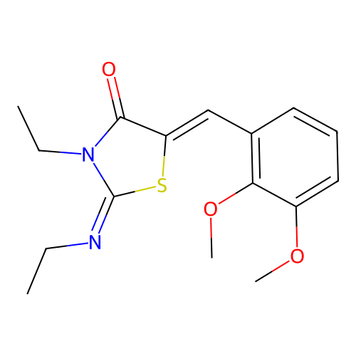 (2Z,5Z)-5-(2,3-dimethoxybenzylidene)-3-ethyl-2-(ethylimino)thiazolidin-4-one structure