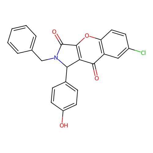 2-benzyl-7-chloro-1-(4-hydroxyphenyl)-1,2-dihydrochromeno[2,3-c]pyrrole-3,9-dione structure