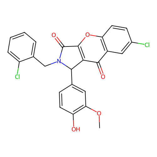 7-chloro-2-(2-chlorobenzyl)-1-(4-hydroxy-3-methoxyphenyl)-1,2-dihydrochromeno[2,3-c]pyrrole-3,9-dione structure
