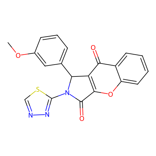 1-(3-methoxyphenyl)-2-(1,3,4-thiadiazol-2-yl)-1,2-dihydrochromeno[2,3-c]pyrrole-3,9-dione structure