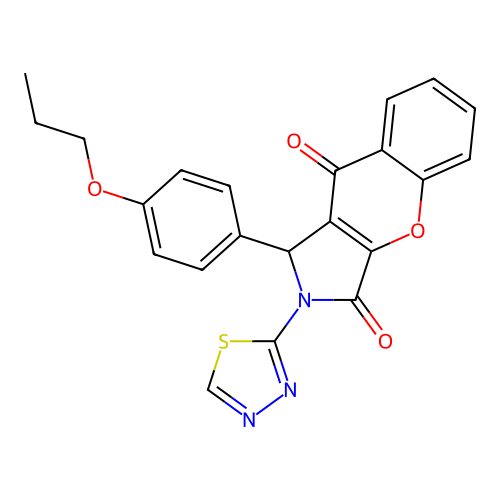 1-(4-propoxyphenyl)-2-(1,3,4-thiadiazol-2-yl)-1,2-dihydrochromeno[2,3-c]pyrrole-3,9-dione structure