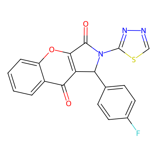 1-(4-fluorophenyl)-2-(1,3,4-thiadiazol-2-yl)-1,2-dihydrochromeno[2,3-c]pyrrole-3,9-dione structure