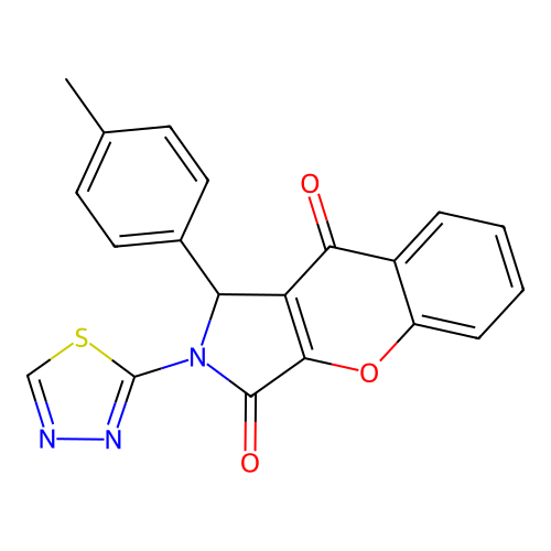 1-(4-methylphenyl)-2-(1,3,4-thiadiazol-2-yl)-1,2-dihydrochromeno[2,3-c]pyrrole-3,9-dione structure
