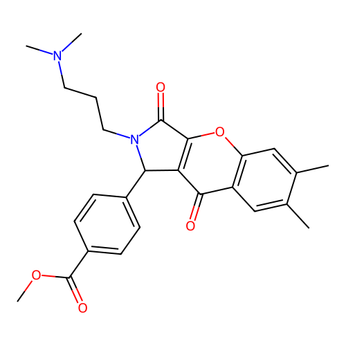 methyl 4-{2-[3-(dimethylamino)propyl]-6,7-dimethyl-3,9-dioxo-1,2,3,9-tetrahydrochromeno[2,3-c]pyrrol-1-yl}benzoate structure