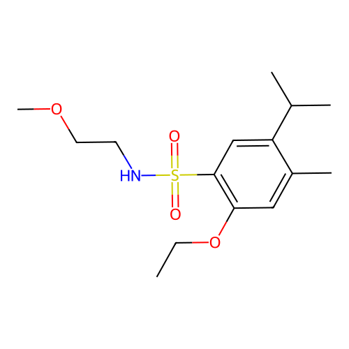 2-ethoxy-5-isopropyl-N-(2-methoxyethyl)-4-methylbenzenesulfonamide structure