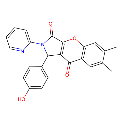 1-(4-hydroxyphenyl)-6,7-dimethyl-2-pyridin-2-yl-1H-chromeno[2,3-c]pyrrole-3,9-dione structure