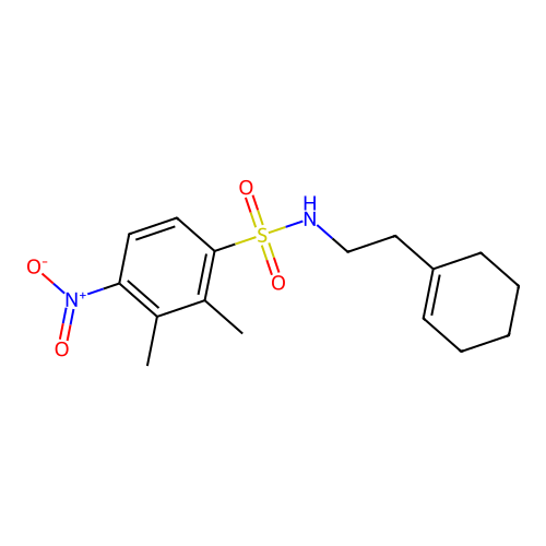 N-[2-(cyclohexen-1-yl)ethyl]-2,3-dimethyl-4-nitrobenzenesulfonamide structure