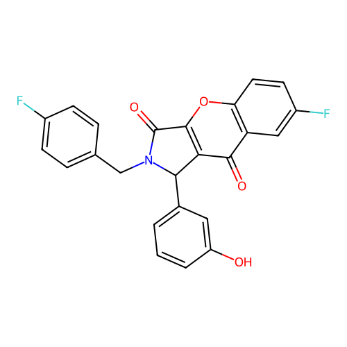 7-fluoro-2-(4-fluorobenzyl)-1-(3-hydroxyphenyl)-1,2-dihydrochromeno[2,3-c]pyrrole-3,9-dione structure