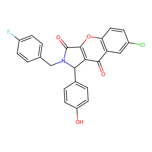7-chloro-2-(4-fluorobenzyl)-1-(4-hydroxyphenyl)-1,2-dihydrochromeno[2,3-c]pyrrole-3,9-dione structure