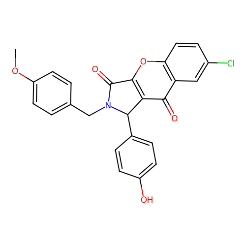 7-chloro-1-(4-hydroxyphenyl)-2-(4-methoxybenzyl)-1,2-dihydrochromeno[2,3-c]pyrrole-3,9-dione structure