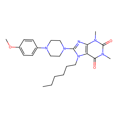 7-hexyl-8-(4-(4-methoxyphenyl)piperazin-1-yl)-1,3-dimethyl-1H-purine-2,6(3H,7H)-dione structure
