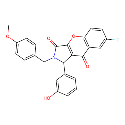 7-fluoro-1-(3-hydroxyphenyl)-2-(4-methoxybenzyl)-1,2-dihydrochromeno[2,3-c]pyrrole-3,9-dione structure