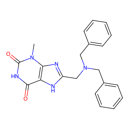 8-((dibenzylamino)methyl)-3-methyl-1H-purine-2,6(3H,7H)-dione structure
