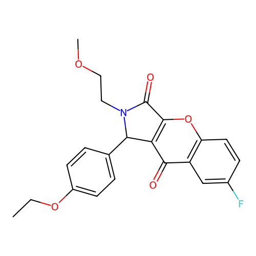 1-(4-ethoxyphenyl)-7-fluoro-2-(2-methoxyethyl)-1,2-dihydrochromeno[2,3-c]pyrrole-3,9-dione structure