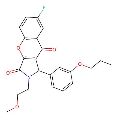 7-fluoro-2-(2-methoxyethyl)-1-(3-propoxyphenyl)-1,2-dihydrochromeno[2,3-c]pyrrole-3,9-dione structure