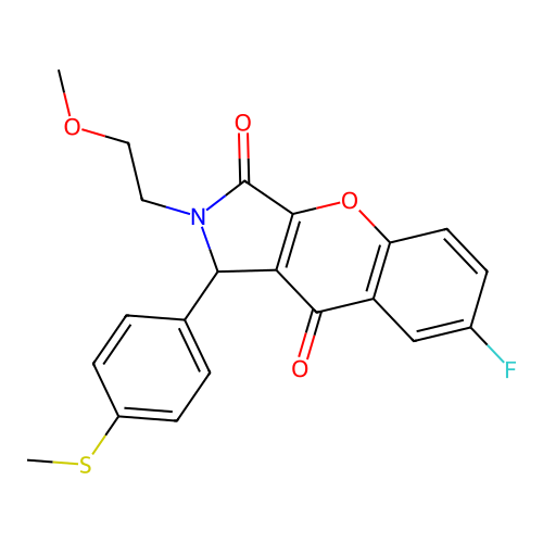 7-fluoro-2-(2-methoxyethyl)-1-[4-(methylsulfanyl)phenyl]-1,2-dihydrochromeno[2,3-c]pyrrole-3,9-dione structure