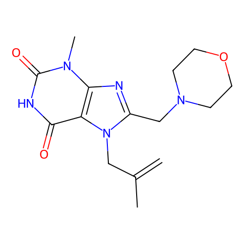 3-Methyl-7-(2-methylprop-2-enyl)-8-(morpholin-4-ylmethyl)purine-2,6-dione structure