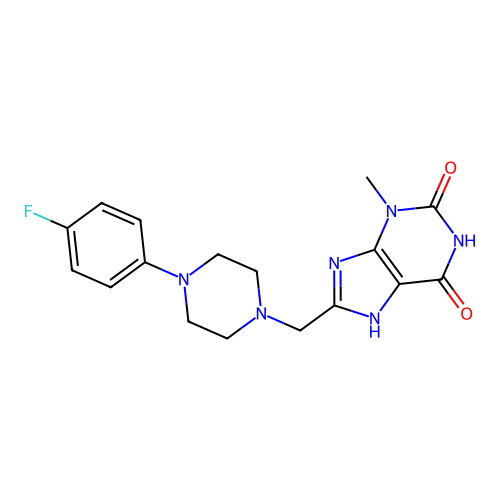8-((4-(4-fluorophenyl)piperazin-1-yl)methyl)-3-methyl-1H-purine-2,6(3H,7H)-dione structure