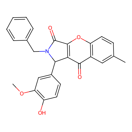 2-benzyl-1-(4-hydroxy-3-methoxyphenyl)-7-methyl-1,2-dihydrochromeno[2,3-c]pyrrole-3,9-dione structure