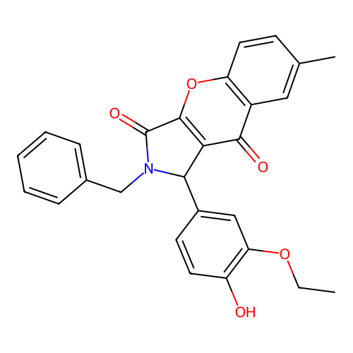 2-benzyl-1-(3-ethoxy-4-hydroxyphenyl)-7-methyl-1,2-dihydrochromeno[2,3-c]pyrrole-3,9-dione structure
