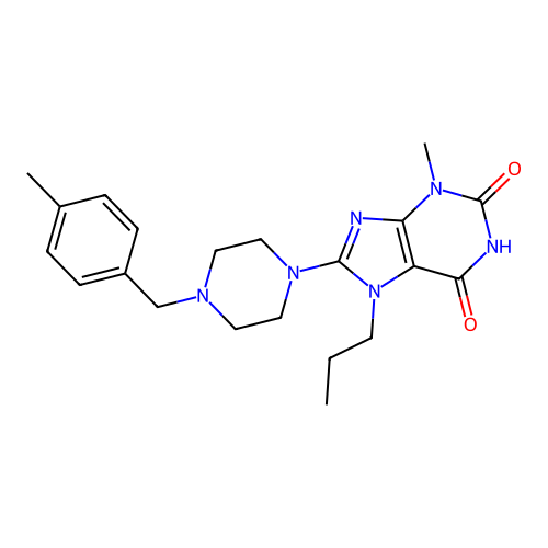 3-Methyl-8-[4-[(4-methylphenyl)methyl]piperazin-1-yl]-7-propylpurine-2,6-dione structure