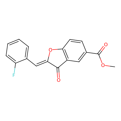 (Z)-methyl 2-(2-fluorobenzylidene)-3-oxo-2,3-dihydrobenzofuran-5-carboxylate structure