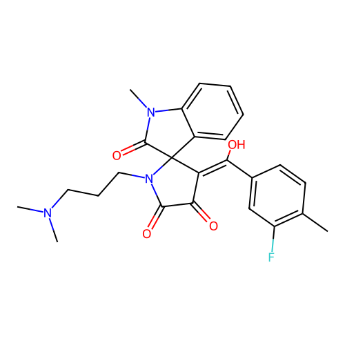 1'-[3-(dimethylamino)propyl]-3'-(3-fluoro-4-methylbenzoyl)-4'-hydroxy-1-methyl-1,1',2,5'-tetrahydrospiro[indole-3,2'-pyrrole]-2,5'-dione structure