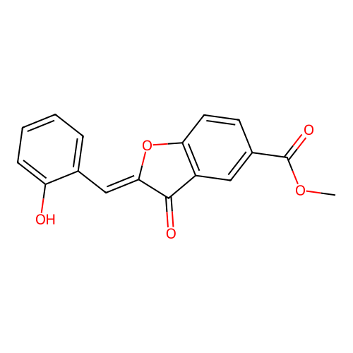 methyl (2E)-2-[(2-hydroxyphenyl)methylidene]-3-oxo-2,3-dihydro-1-benzofuran-5-carboxylate structure