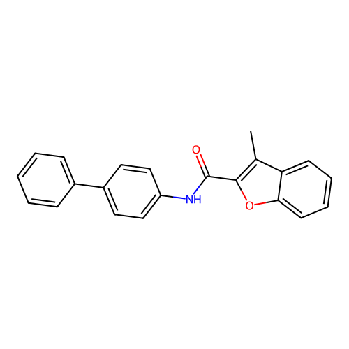 3-methyl-N-(4-phenylphenyl)-1-benzofuran-2-carboxamide structure