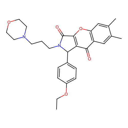1-(4-ethoxyphenyl)-6,7-dimethyl-2-(3-morpholin-4-ylpropyl)-1,2-dihydrochromeno[2,3-c]pyrrole-3,9-dione structure