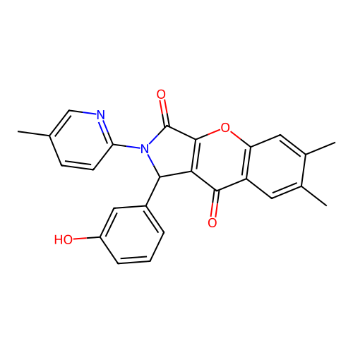 1-(3-hydroxyphenyl)-6,7-dimethyl-2-(5-methylpyridin-2-yl)-1,2-dihydrochromeno[2,3-c]pyrrole-3,9-dione structure