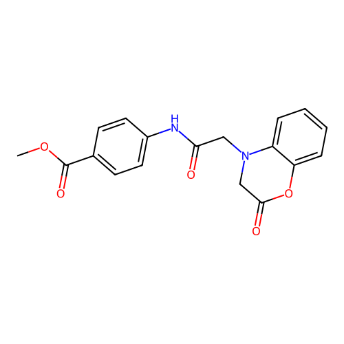 methyl 4-[[2-(2-oxo-3H-1,4-benzoxazin-4-yl)acetyl]amino]benzoate structure