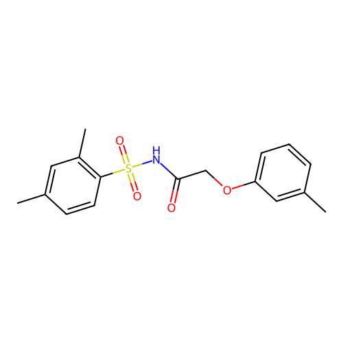N-((2,4-dimethylphenyl)sulfonyl)-2-(m-tolyloxy)acetamide structure