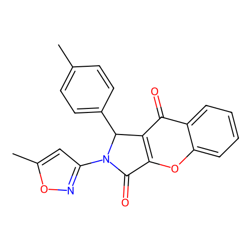 2-(5-methyl-1,2-oxazol-3-yl)-1-(4-methylphenyl)-1,2-dihydrochromeno[2,3-c]pyrrole-3,9-dione structure