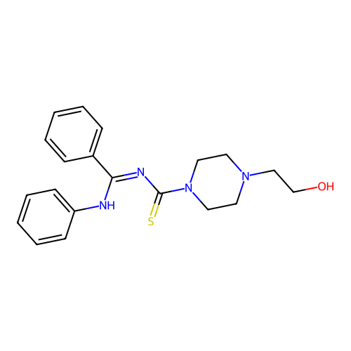 4-(2-Hydroxyethyl)-N-[phenyl(phenylimino)methyl]piperazine-1-carbothioamide structure