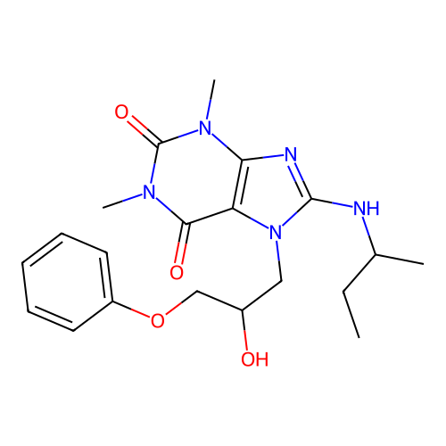 8-(Butan-2-ylamino)-7-(2-hydroxy-3-phenoxypropyl)-1,3-dimethylpurine-2,6-dione structure