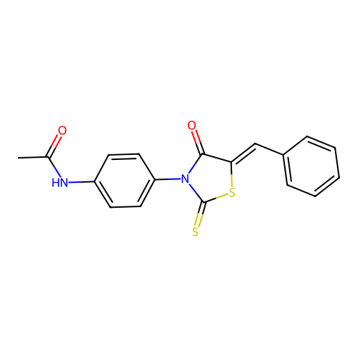 (Z)-N-(4-(5-benzylidene-4-oxo-2-thioxothiazolidin-3-yl)phenyl)acetamide structure